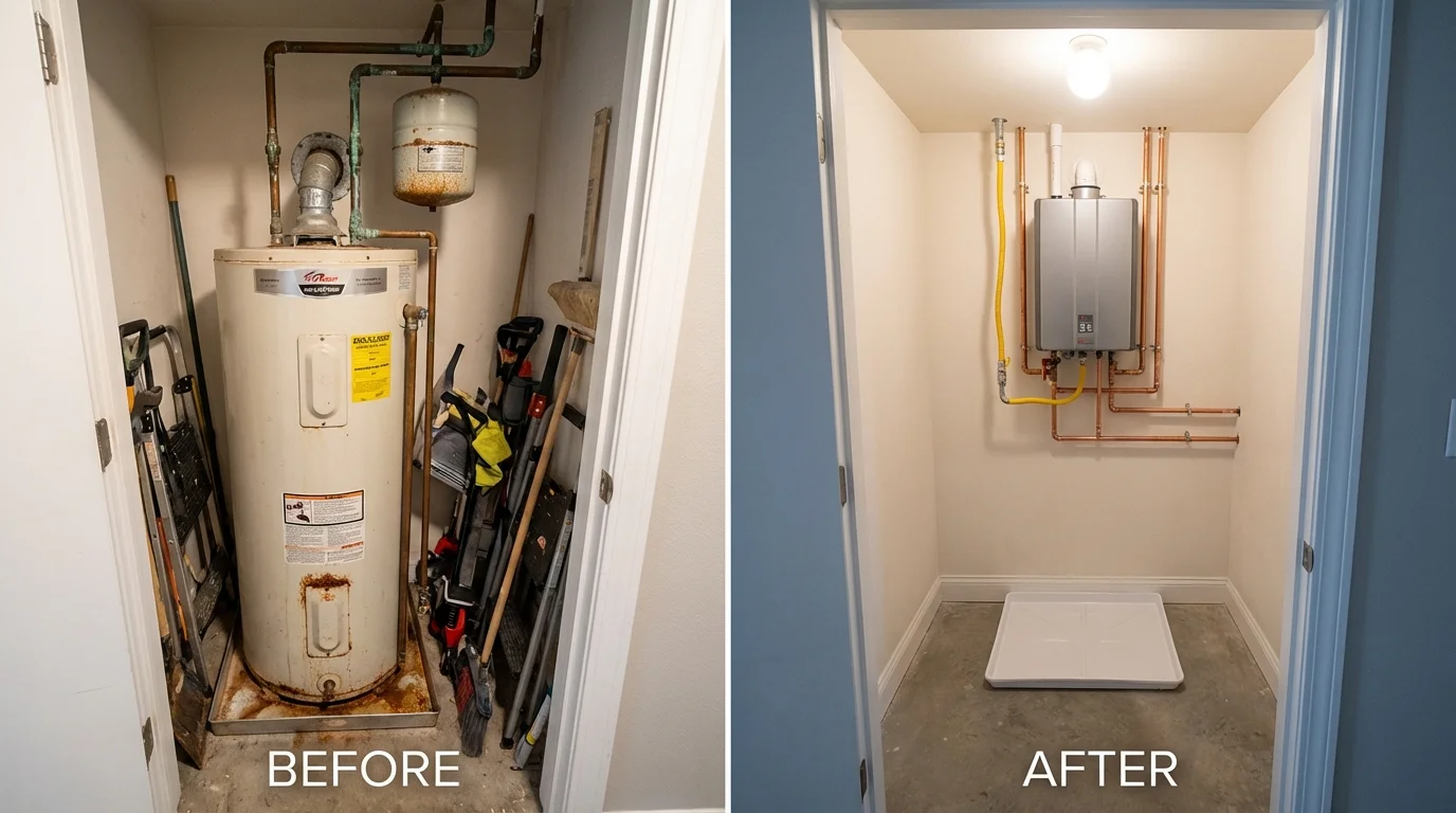Tank water heater versus wall-mounted tankless unit comparison for Farmington, UT homeowners