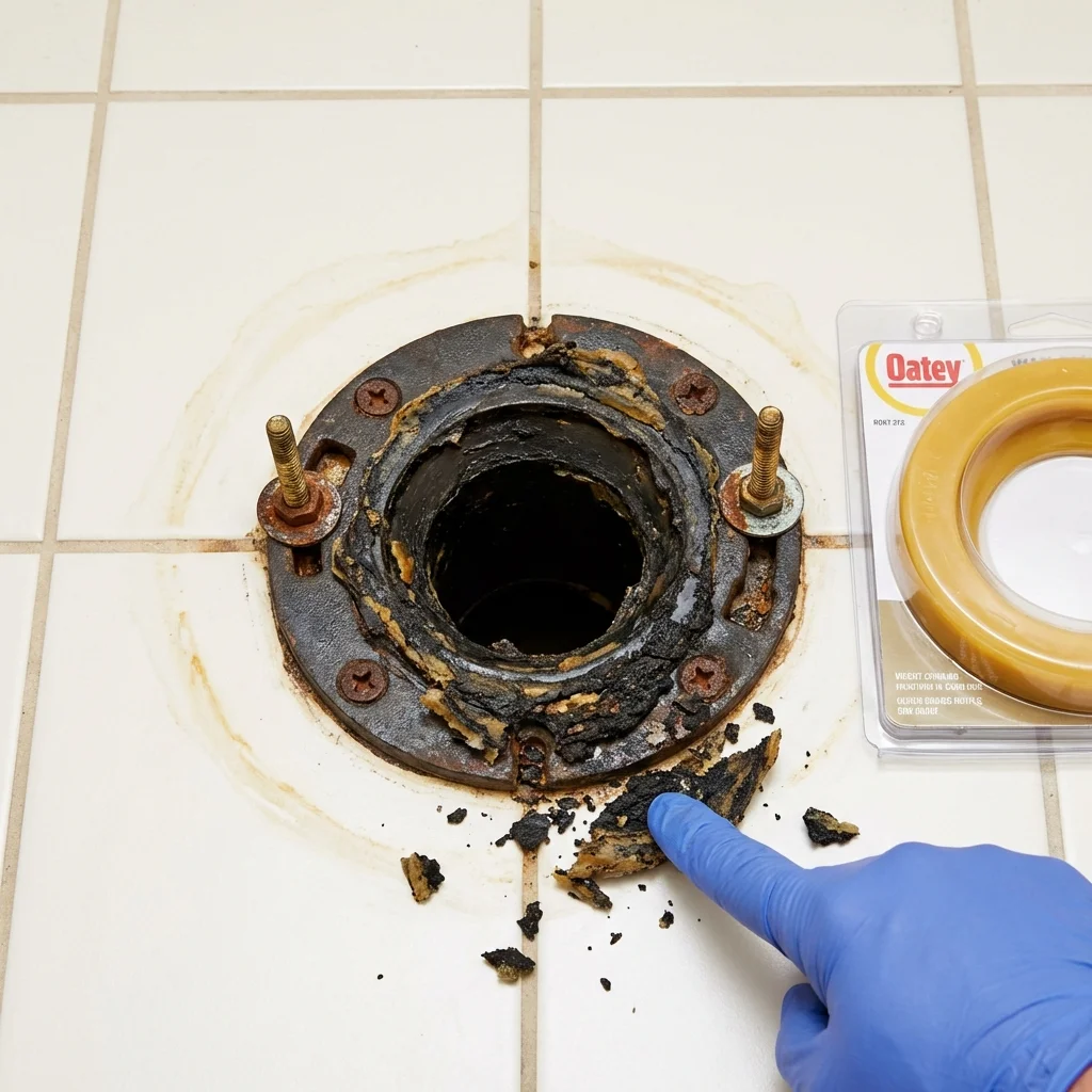 Failed wax ring showing water seepage at the base of a toilet in a Farmington, UT home